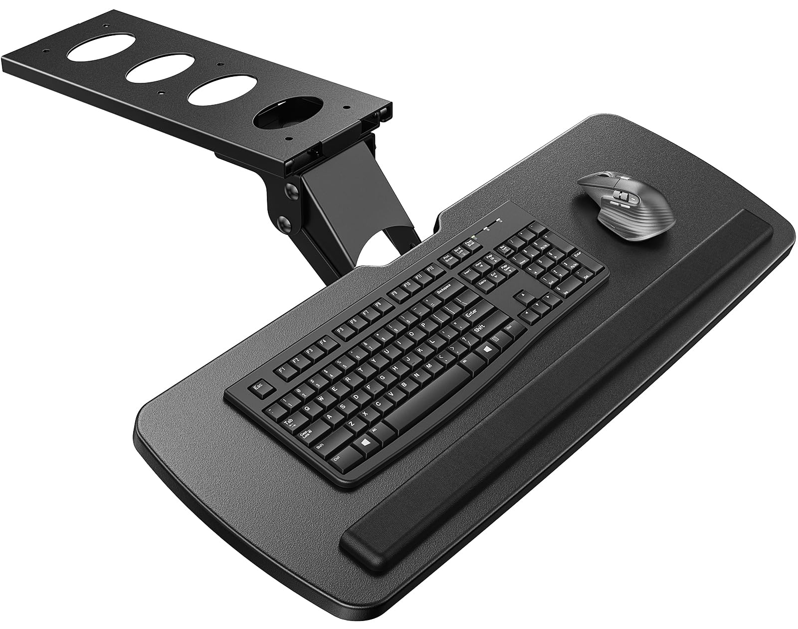 Keyboard Tray Under Desk, 360 Adjustable Ergonomic Sliding Keyboard & Mouse Tray, Under Desk Keyboard Tray Slide Out, Keyboard Holder Under Desk for Typing in Home, Office Work, 25