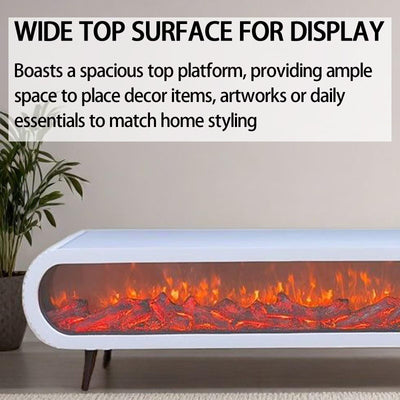 Electric Fireplace - Indoor Electric Fireplace with Mantel Includes White Modern Style, Freestanding TV Stand with Decorative Faux Flame & Curved Corner for Living Room