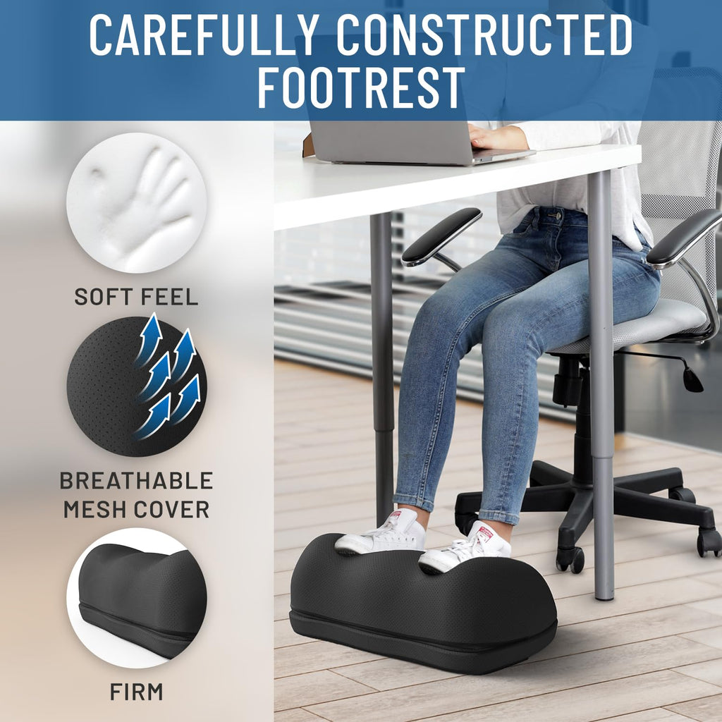 Adjustable Cloud Foot Rest for Under Desk at Work with Pressure Point Nodes - Comfortable Memory Foam Office Foot Stool & Desk Pillow, Gaming & Home Accessories