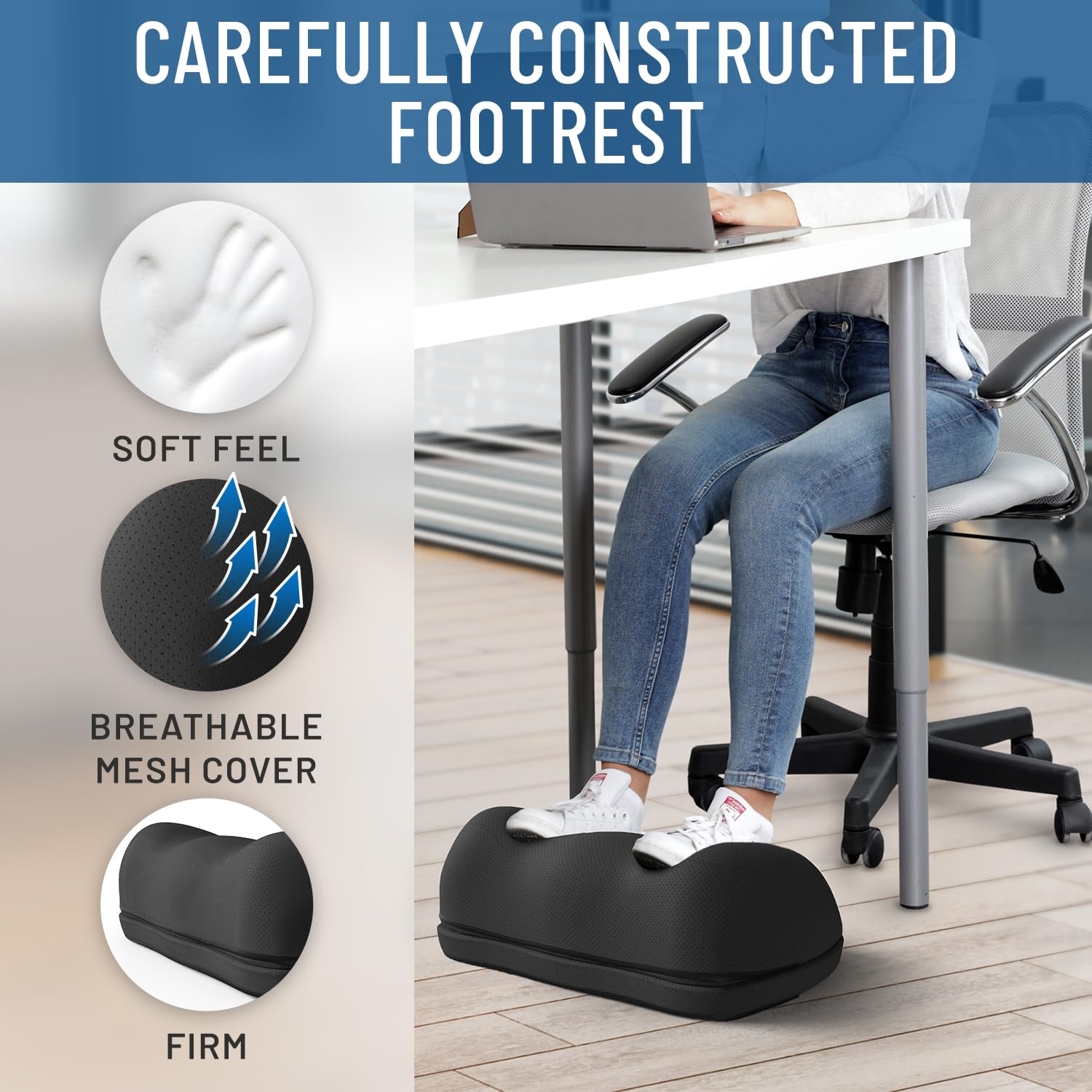 Adjustable Cloud Foot Rest for Under Desk at Work with Pressure Point Nodes - Comfortable Memory Foam Office Foot Stool & Desk Pillow, Gaming & Home Accessories