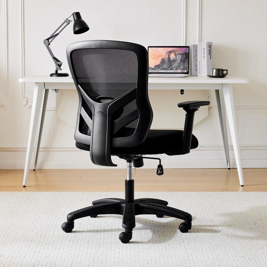 Big and Tall Office Chair 500LBS - Computer Desk Chair with Adjustable Lumbar Support, Heavy Duty Ergonomic Mesh with 360 Rotation 4D Arm and Extra Wide Comfty Seat, Quiet Wheels for Adults
