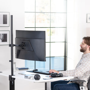 Extra Tall Single Monitor Desk Mount, 39 inch Pole VESA Stand for 13 to 32 inch Screens and up to 38 inch Ultrawides, Holds 22 lbs, Black, STAND-V011