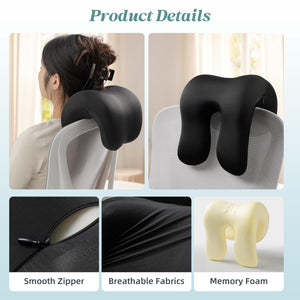 Office Chair Neck Pillow, Memory Foam Ergonomic Nap Pillow Office Chair Headrest Accessory, Neck Support Pillow Ideal for Office and Gaming, Black