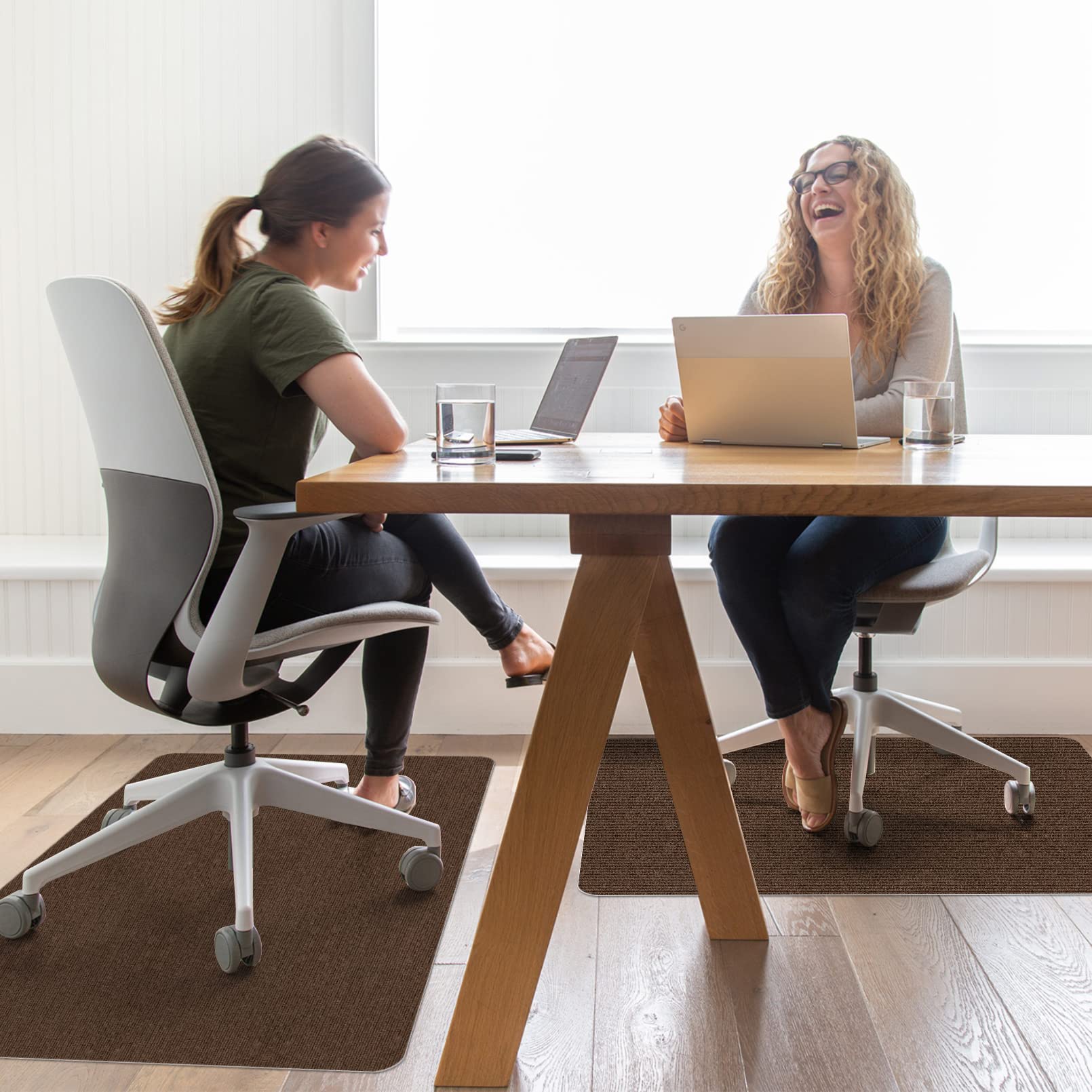 Office Chair Mat for Hardwood Floor,Office Computer Gaming Chair Mat for Tile Floor,Large Floor Protector Rug,Anti-Slip,Easy to Clean,Coffee(48"x55")