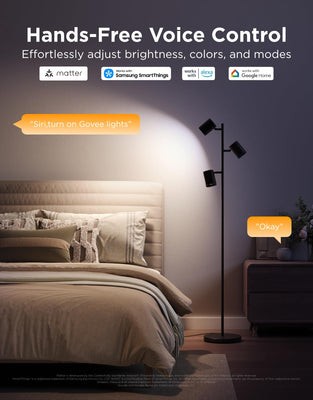 Tree Floor Lamp Compatible with Matter, 3 Rotatable Lights with LuminBlend Technology, Standing Lamp with 64 Dynamic Scenes, Music Sync, Ideal Floor Lamp for Living Room, Bedroom, Office