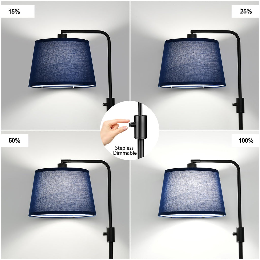【Upgraded】 Dimmable Floor Lamp, 1000 Lumens LED Edison Bulb Included, Modern Arc Standing Tall Floor Lamp for Living Room Bedroom Office Dining Room - Blue