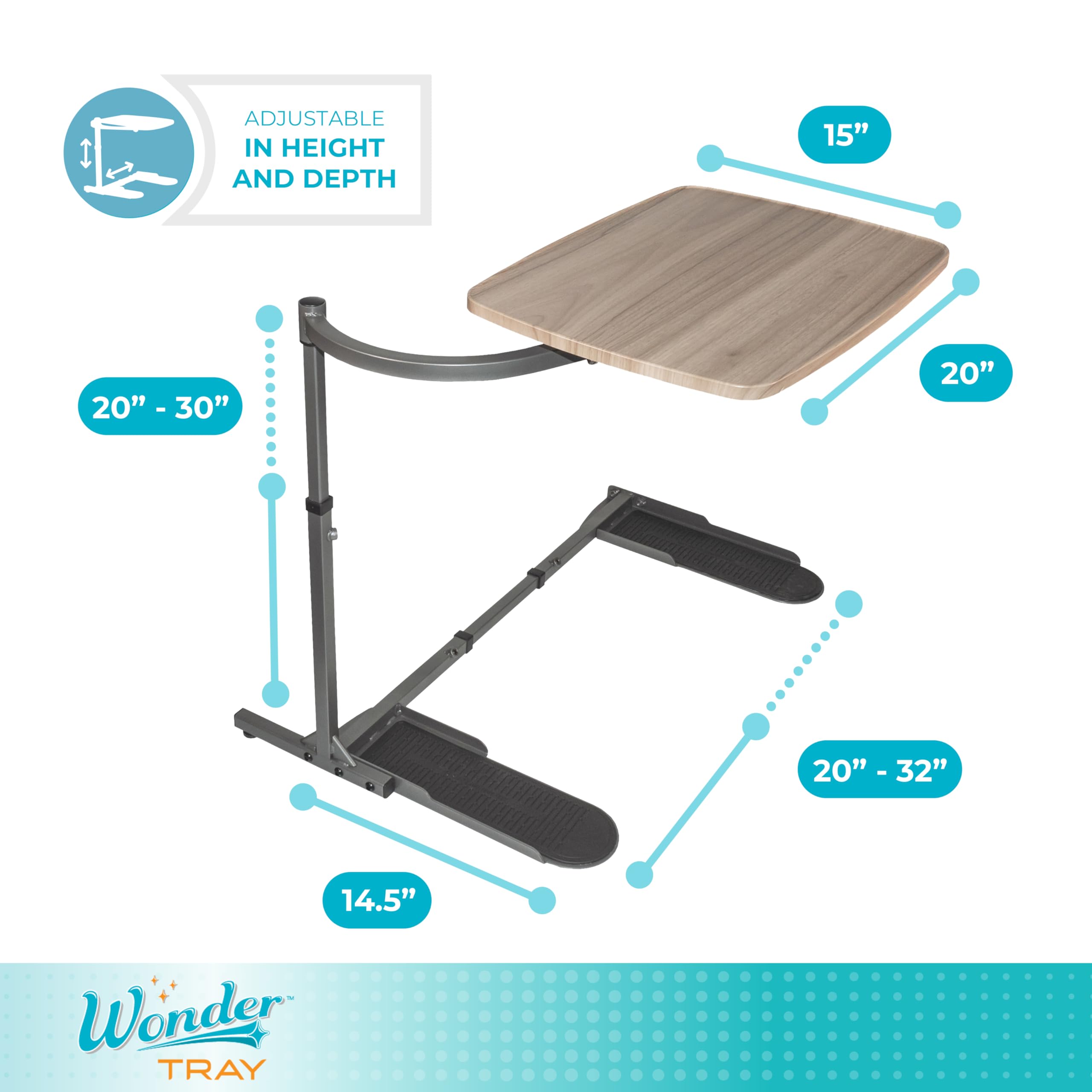 Wonder Tray, Adjustable Swivel Table, Large Laptop Stand, Couch Desk, Side Tables & Gaming Bench