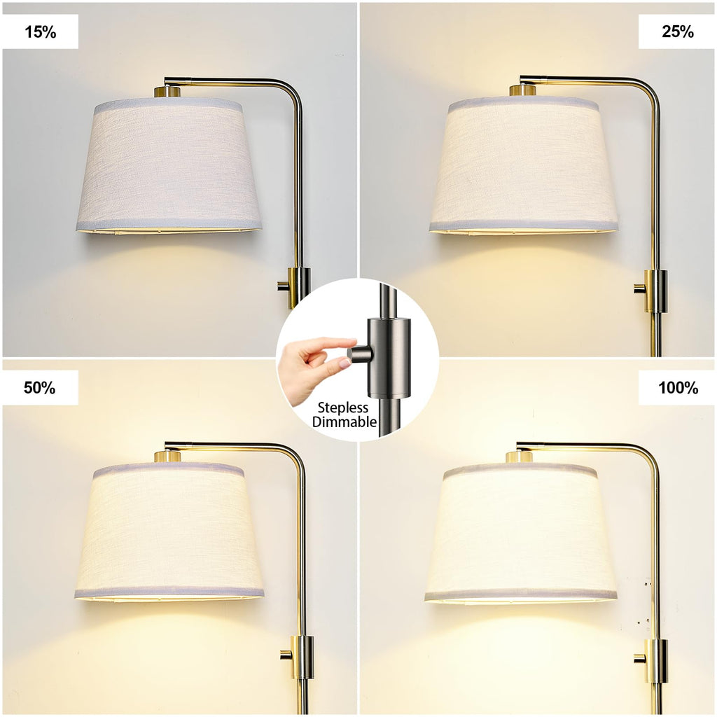 Upgraded Dimmable Floor Lamp, 1000 Lumens LED Edison Bulb Included, Brushed Nickel Arc Floor Lamps for Living Room Modern Standing Lamp Tall Lamps for Living Room Bedroom