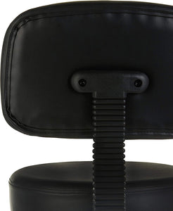 Multi-Purpose Adjustable Drafting Spa Bar Stool with Sturdy Foot Rest, Back Support Cushion, 360° Swivel and Wheels, Black