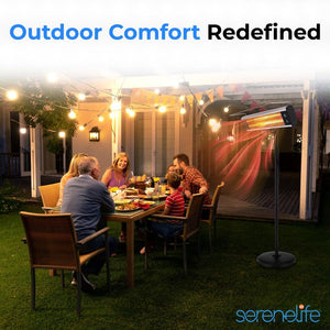 Infrared Patio Heater, Electric Patio Heater for Indoor/Outdoor Use, Portable Stand Heater with Remote Control, 1500 W, for Restaurant, Patio, Backyard, Garage, Decks (Black)