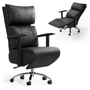 Reclining Office Chair | 170° Ergonomic Leather Chair with Adjustable Headrest, Footrest & 420lb Capacity