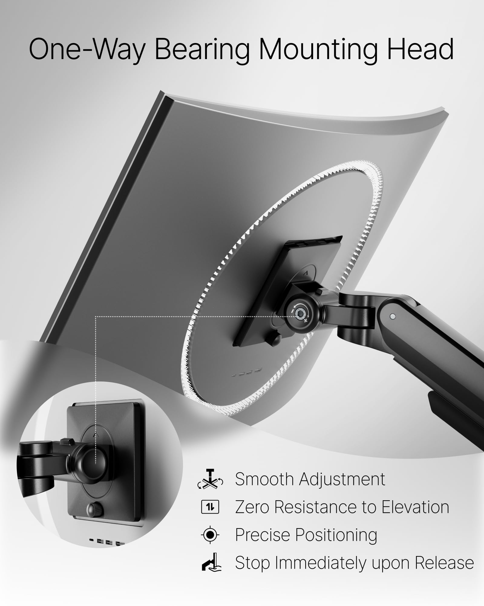 Deluxe Monitor Arm with USB A/C up to 40 Inch Holds 26.4 lbs Curved Screens Aluminum Fully Motion Single Monitor Stand with Clamp/Grommet, Quick Release Plate,75/100mm VESA, MA1008UCBK