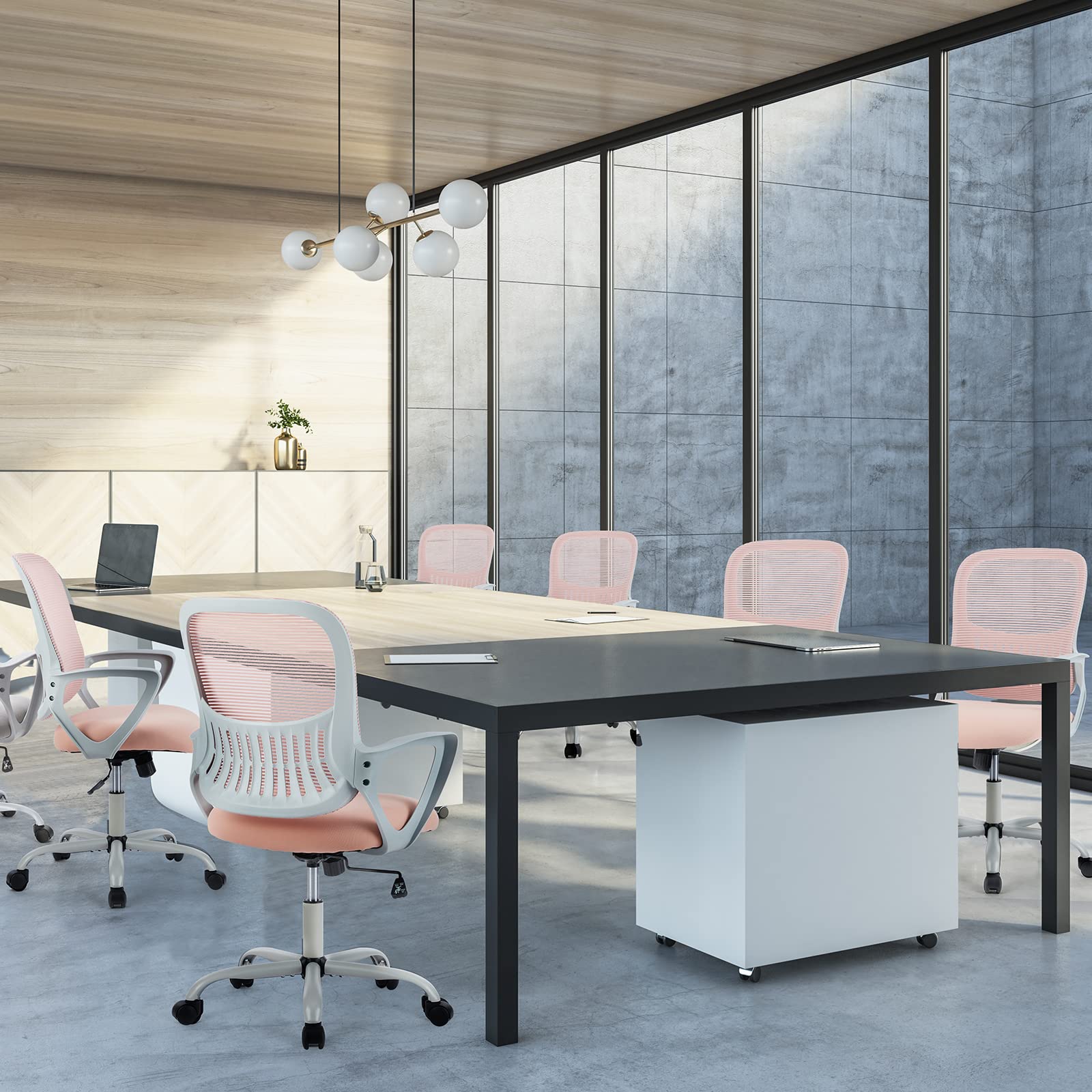 Home Office Managerial Executive Chair with Ergonomic Design, Mid-Back Mesh Swivel, Comfortable Lumbar Support, Comfy Arms for Bedroom,Study,Student