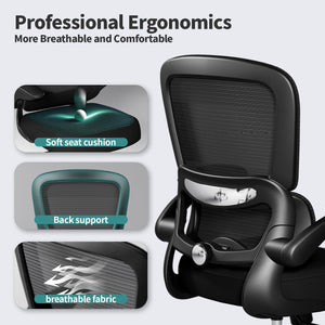Black Pack of 8, Office Chair - Ergonomic Desk Chair with Adjustable Lumbar Support, Mesh Computer Chair, Executive Chairs for Home Office Comfortable Lumbar Support