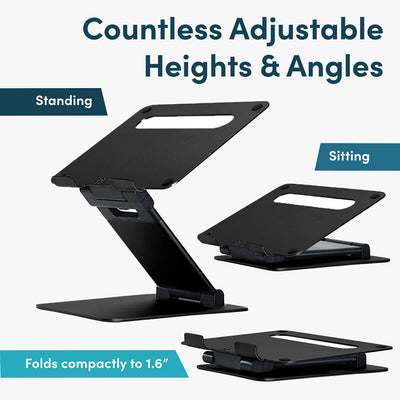 Adjustable Laptop Stand for Desk, Ergonomic Premium Aluminum Laptop Riser, Portable Foldable Computer Stand, Height Adjustable up to 20”, Fits 10-17 Inch Laptops & MacBooks