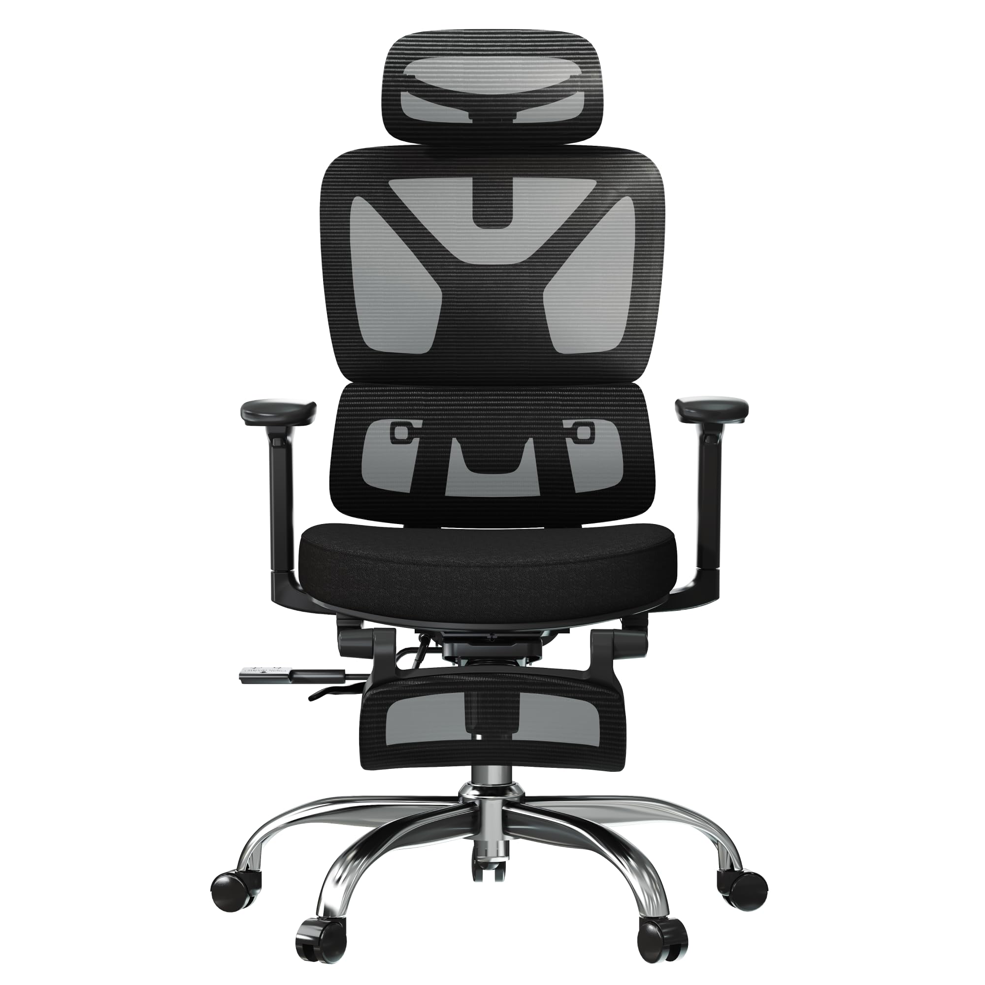 Ergonomic Office Chair High Back Computer Chairs Desk Chair with 2D Lumbar Support/Footrest/3D Headrest/Heavy Duty Metal Base, Comfortable Foam Seat Cushion, ErgoChair Ultra, Black