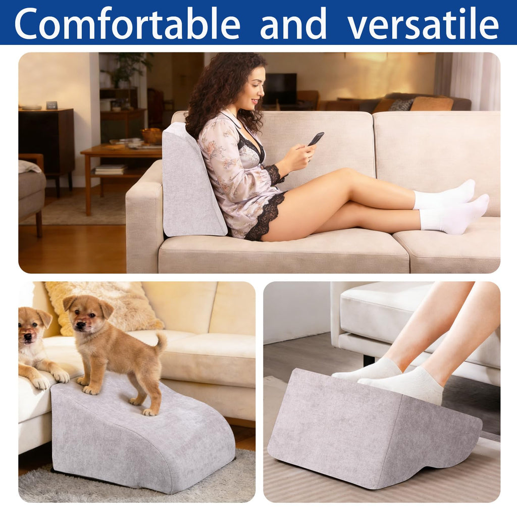 Foot Rest for Under Desk at Work, Ergonomic Under Desk Footrest with Washable Cover for Office, Home & Gaming Leg Elevation Pillow Light Gray