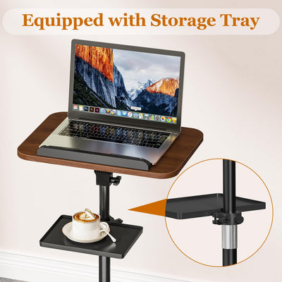Snughome Lectern Podium Stand with Storage Tray, Height Adjustable Lectern Stand Mobile Podium, Portable Floor Standing Podium Lectern for Church, Weddings, Classroom, Speech