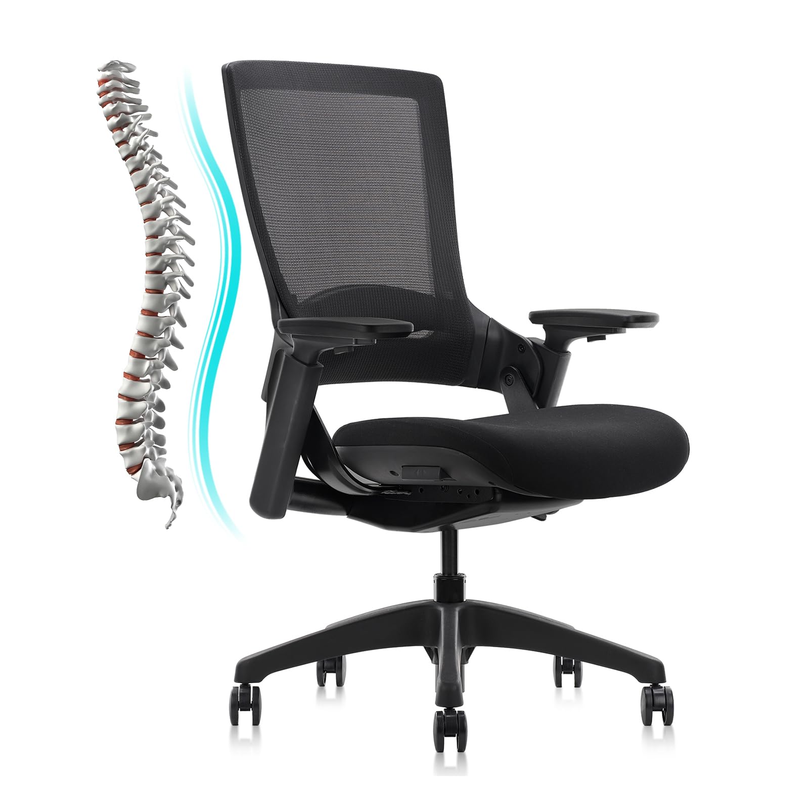 Swivel Executive Chair, Adjustable Ergonomic Computer Chair with 3D Armrest and Lumbar Support, Mesh Backrest Task Chair for Home Office Conference Room