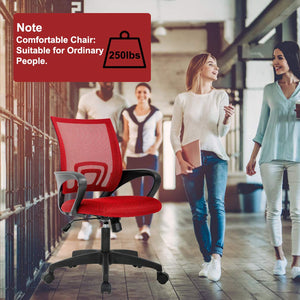 Home Office Chair Ergonomic Desk Chair Mesh Computer Chair with Lumbar Support Armrest Executive Rolling Swivel Adjustable Mid Back Task Chair,Red