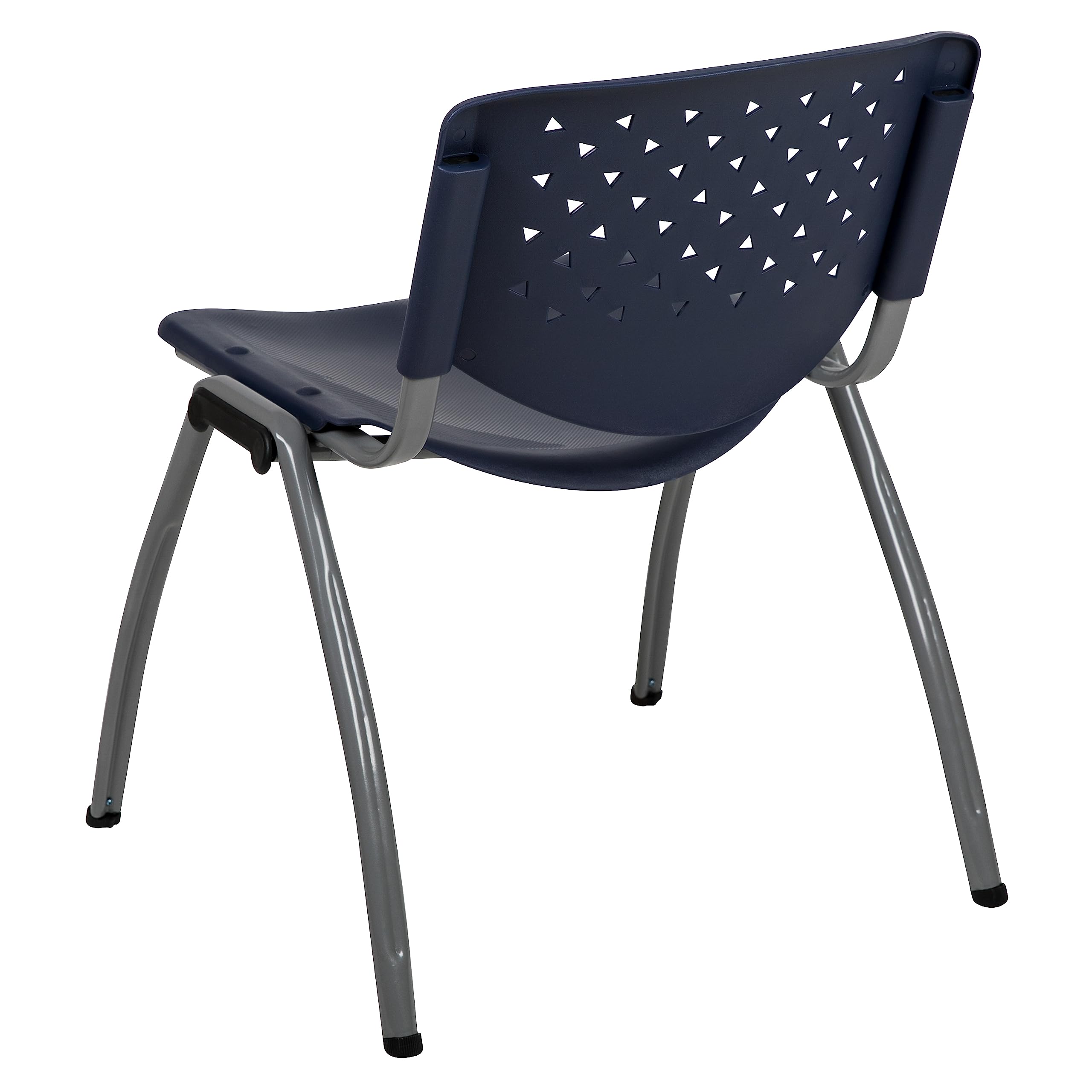 Hercules Series Plastic Contoured Lobby Chairs with Perforated Backs, Ergonomic Stacking Chairs for Offices, Set of 5, Navy