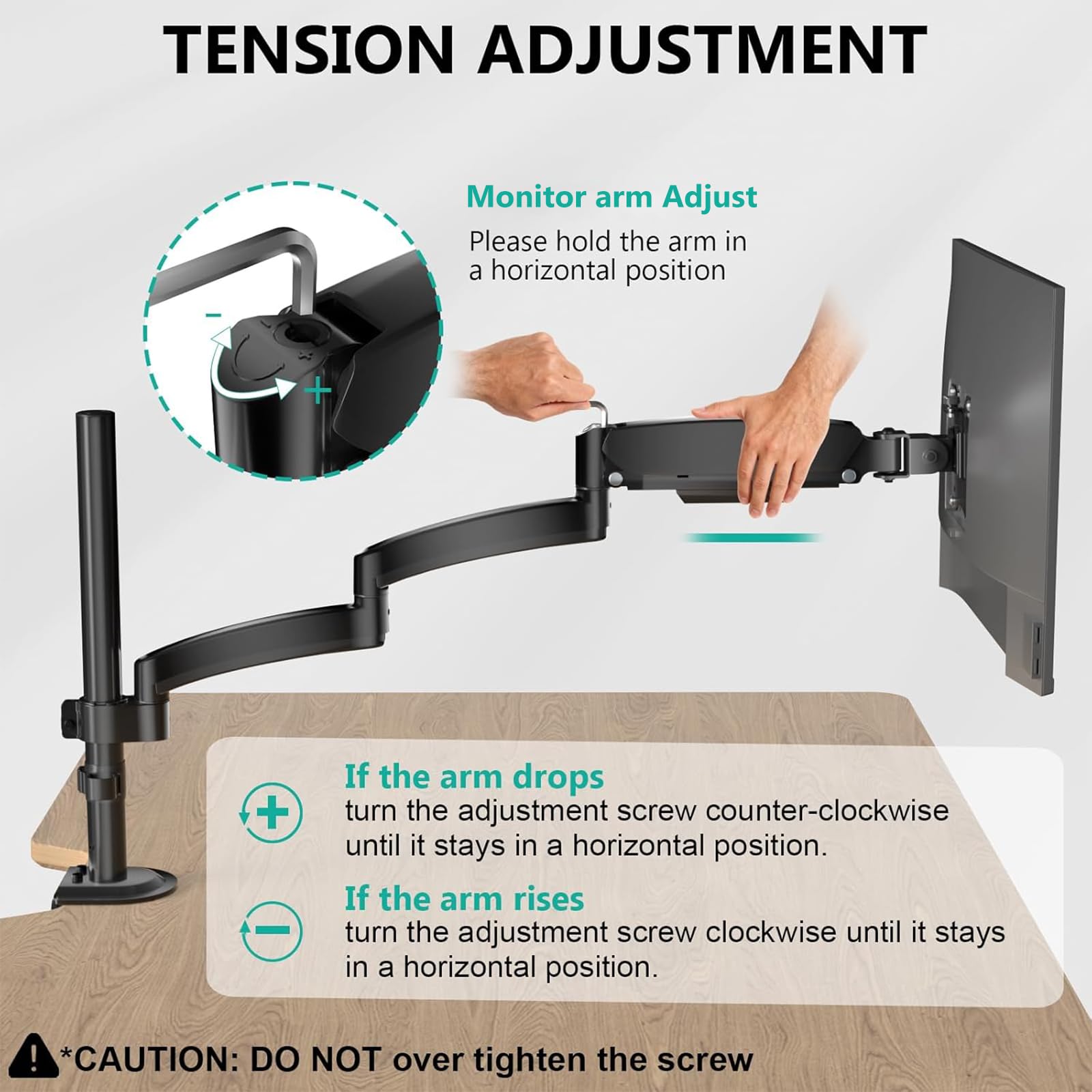 Single Long Monitor Arm - Computer Monitor Arm Desk Mount for 13-32 inch, Hold up to 19.8lbs, Extra Long Adjustable Stand, Full Motion Tall Arm, VESA 75/100mm, (GSDM001L)