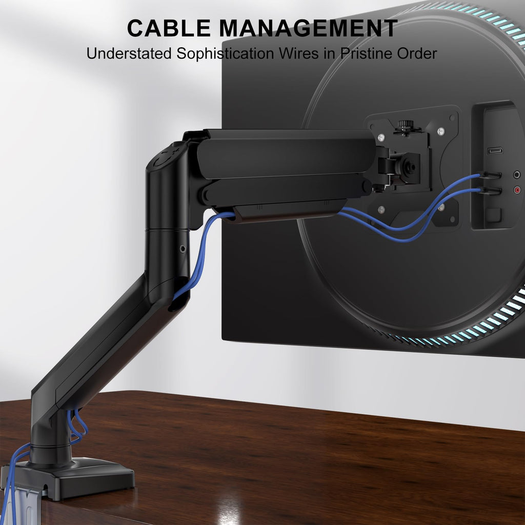 Single Monitor Mount for 13-34 inch Screens, Adjustable Single Monitors Arm, Regular Screen up to 32 inch, 26.4lbs, Computer Monitor Stand for Desk, VESA 75/100mm (GSMP001N), Black