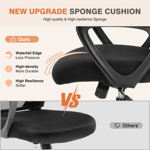Home Office Managerial Executive Chair with Ergonomic Design, Mid-Back Mesh Swivel, Comfortable Lumbar Support, Comfy Arms for Bedroom,Study,Student, Black
