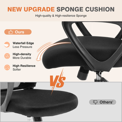 Home Office Managerial Executive Chair with Ergonomic Design, Mid-Back Mesh Swivel, Comfortable Lumbar Support, Comfy Arms for Bedroom,Study,Student, Black