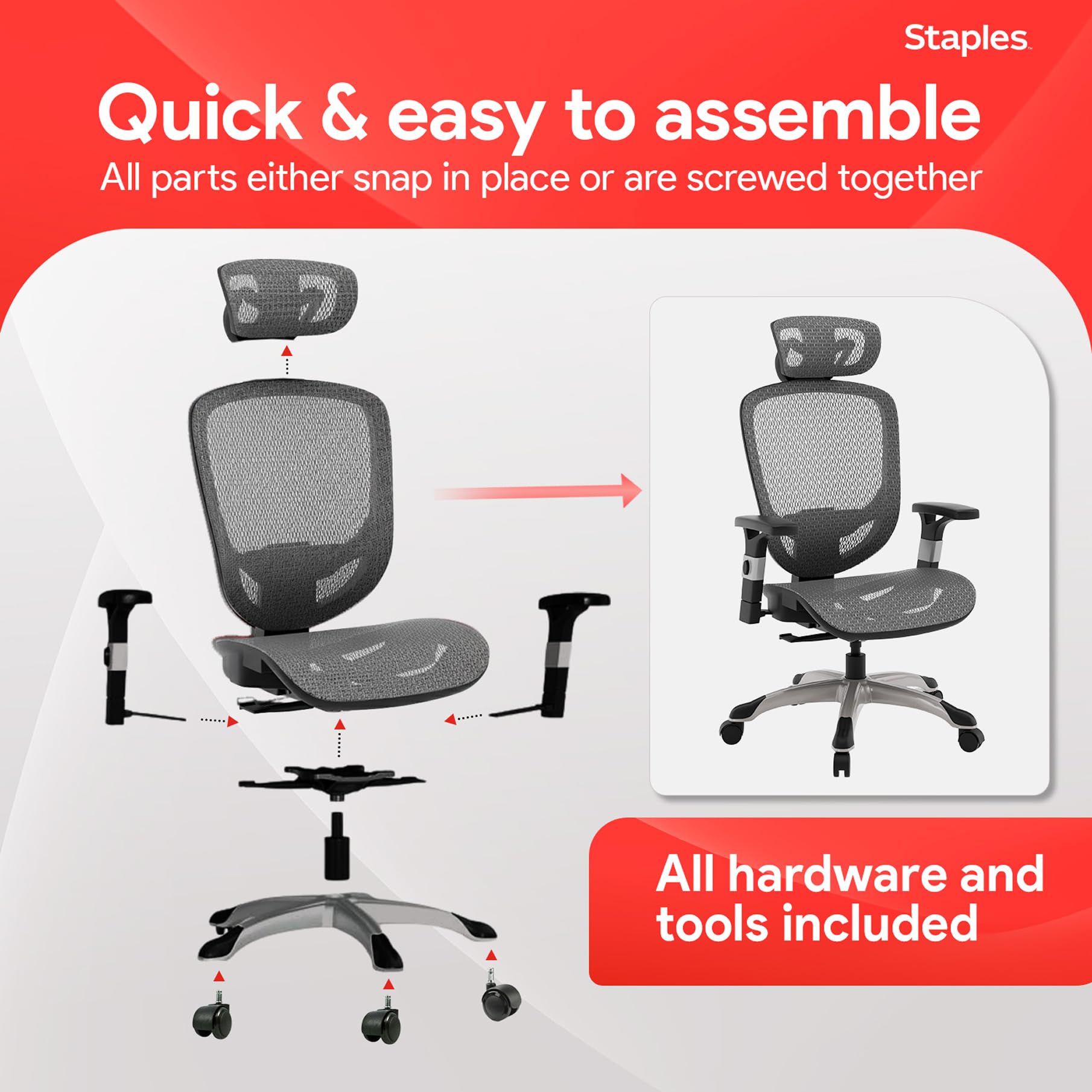 Ergonomic Task Chair, Mesh, Ergonomic, Lumbar Support, Swivel, Gray