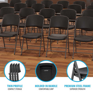 80187 Commercial Grade Folding Chair,  4 Pack, Black