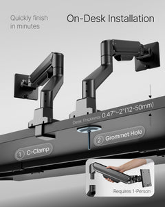 Deluxe Monitor Arm up to 40 Inch Holds 26.4 lbs Curved Screens Aluminum Fully Motion Adjustable Single Monitor Stand with Clamp/Grommet Desk Mount, Quick Release Plate,75/100mm VESA, MA1008BK