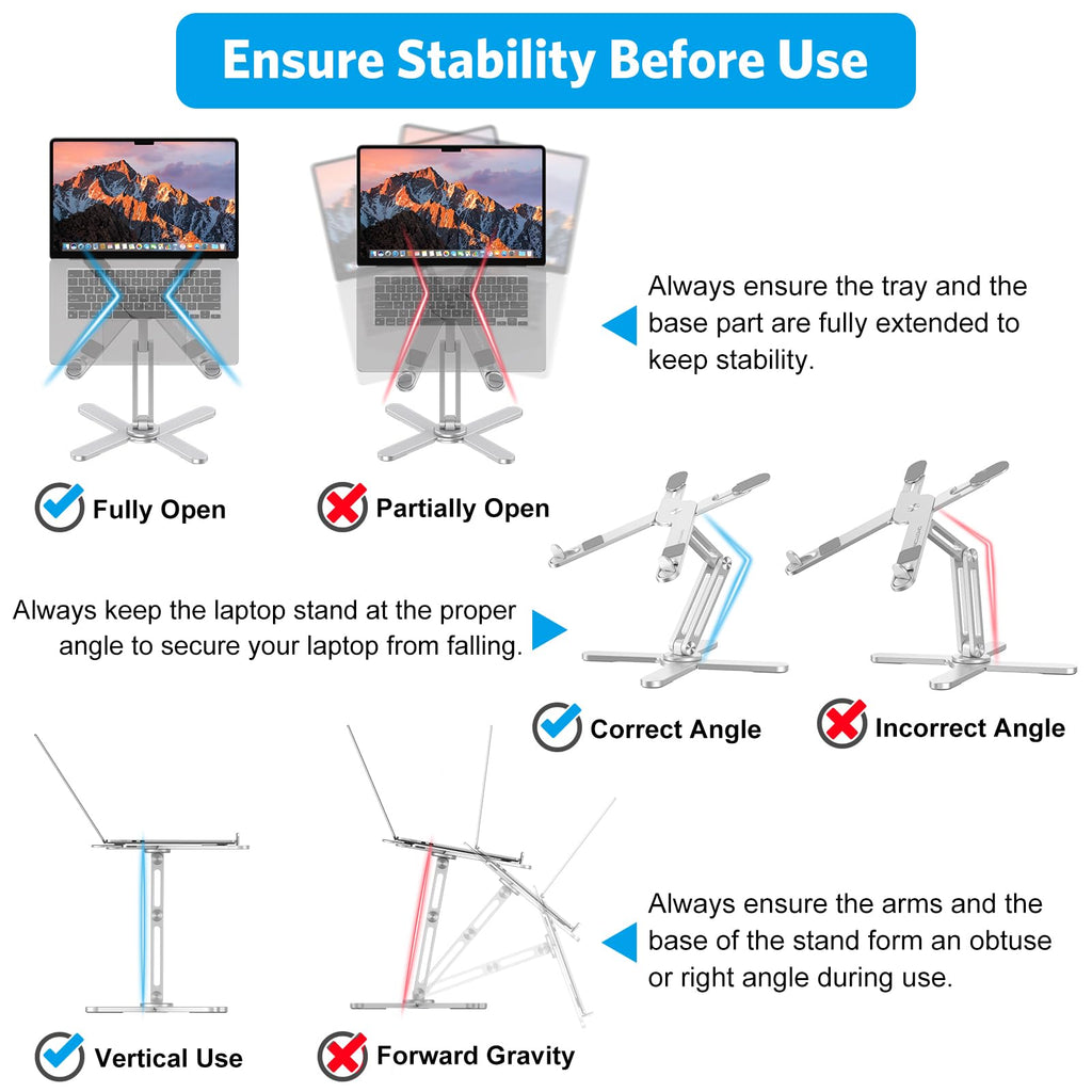 360° Rotating Laptop Stand Riser for Desk, Ergonomic Foldable Computer Stand Adjustable Height Angles for Collaborative Work, Easy Storage Fit Macbooks,All Laptops up to 16 inches, Silver