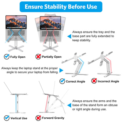 360° Rotating Laptop Stand Riser for Desk, Ergonomic Foldable Computer Stand Adjustable Height Angles for Collaborative Work, Easy Storage Fit Macbooks,All Laptops up to 16 inches, Silver