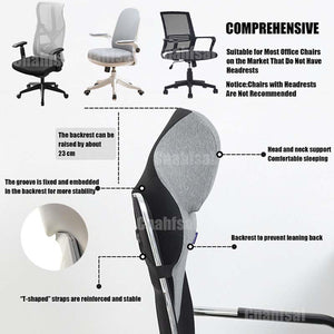 Neck Support for Office Chair，Memory Foam Neck Support Enlarge Head Rest for Office Chair，Washable Cover with Fixed Strap Suitable for Most Office Chairs Without Headrests