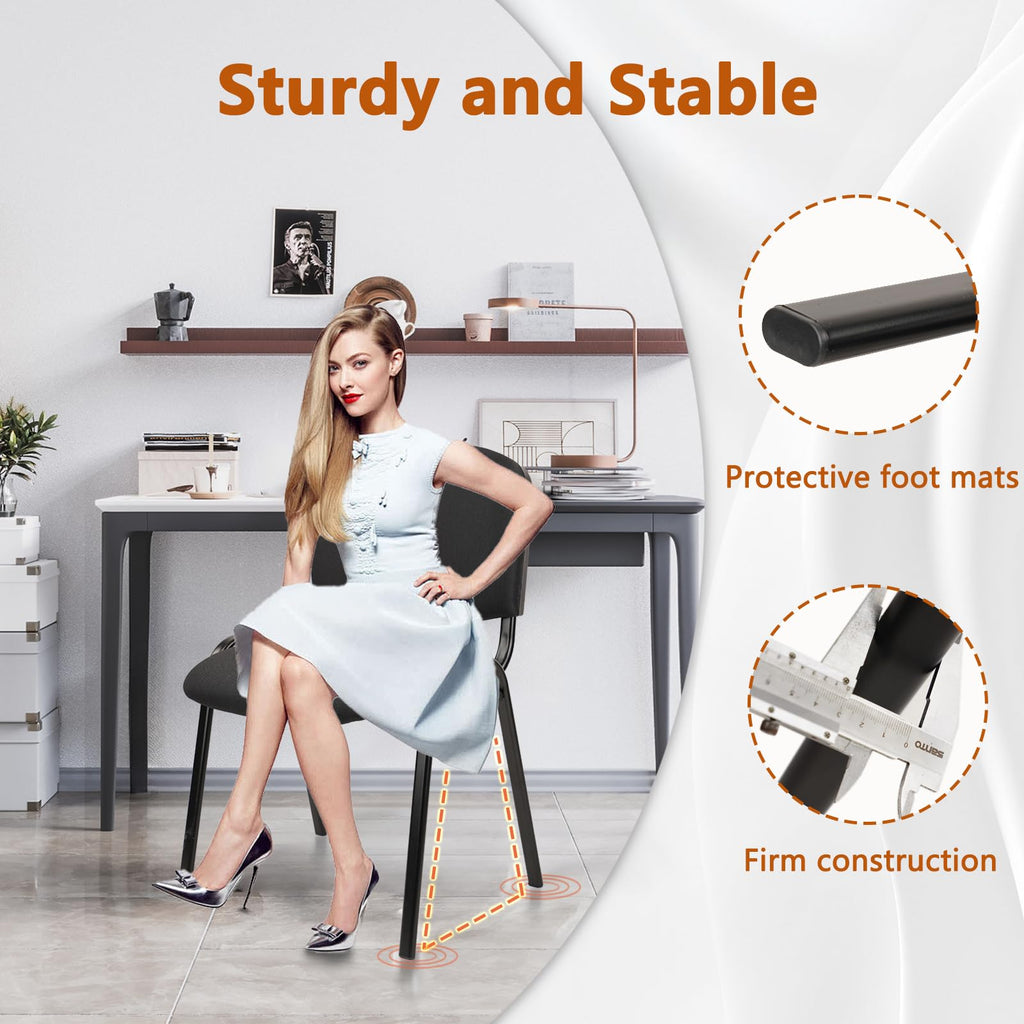 Stackable Waiting Room Chairs Fabric Black Reception Chair Metal with Thickened Seat Back Cushion for Waiting Conference Room Guest Chairs(1 Pack)