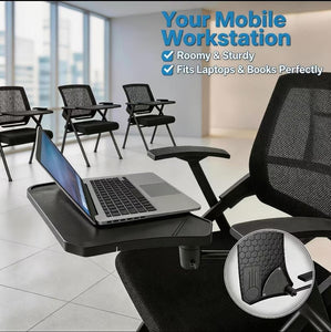50 Pcs, Folding Training Chairs with Desk Attached, Mobile Office Meeting Chair with Writing Tablet and Cup Holder, Space-Saving Nesting Conference Chair for Classroom, Seminar