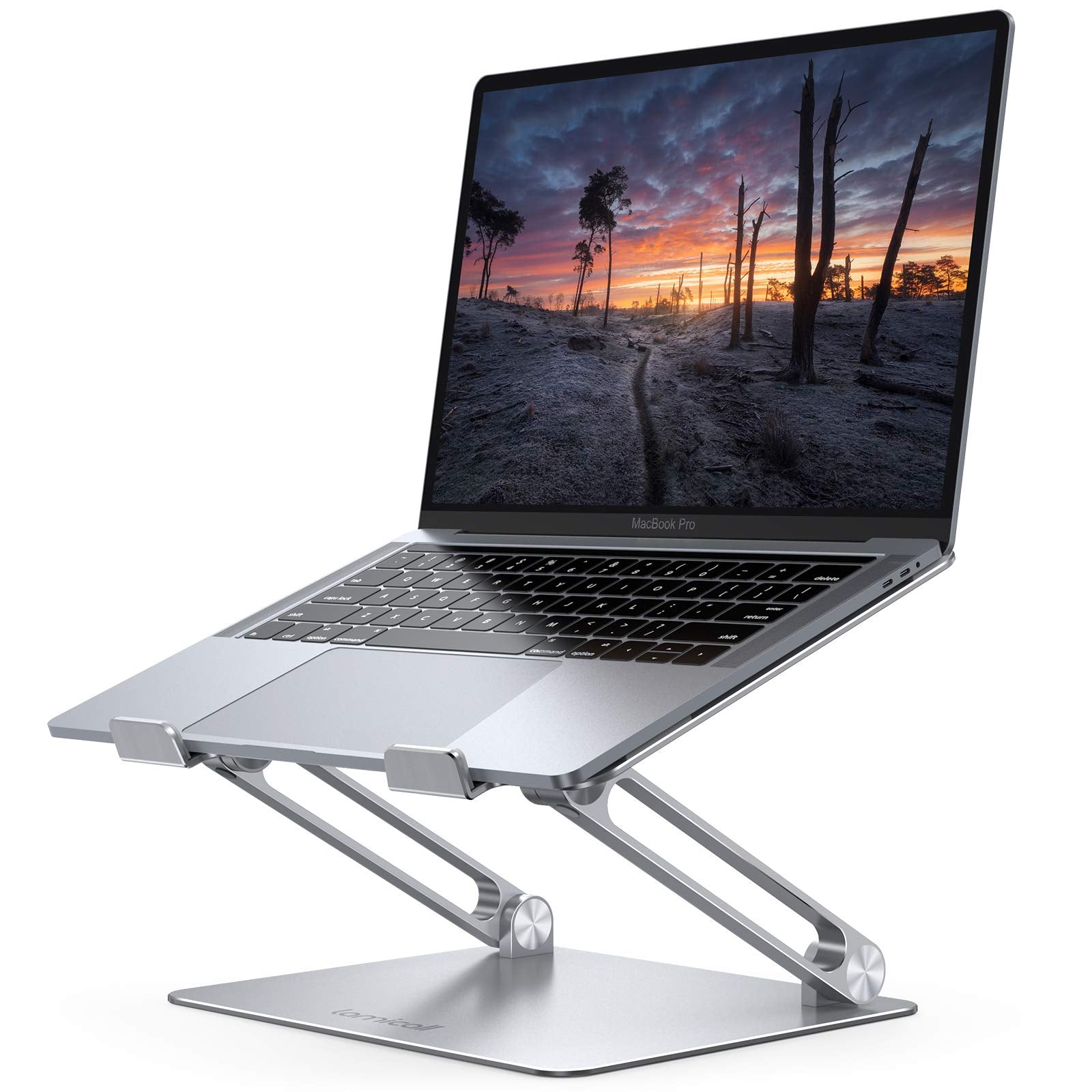 Adjustable Laptop Stand, Portable Laptop Riser, Aluminum Laptop Stand for Desk Foldable, Ergonomic Computer Notebook Holder for MacBook Air Pro HP, Office Desk Accessories (10-17.3'')- Silver