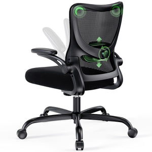 Ergonomic Office Chair with Adjustable Lumbar Support, 3-Way PU Armrests & Breathable Mesh for Home Office and Gaming