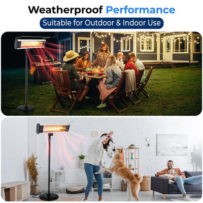 Infrared Patio Heater, Electric Patio Heater for Indoor/Outdoor Use, Portable Stand Heater with Remote Control, 1500 W, for Restaurant, Patio, Backyard, Garage, Decks (Black)