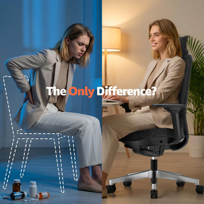 Office Chair Ergonomic Desk Chair High-Back Mesh Desk Chair with Adjustable Lumbar Support and Headrest 4D Armrests for Long Hours Sitting Black