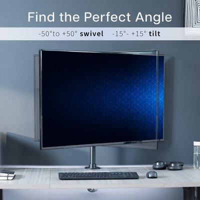 Ultra Wide Screen TV and Monitor Desk Mount, Adjustable Height and Tilt Stand for Screens up to 42 inches, Black, STAND-V101C