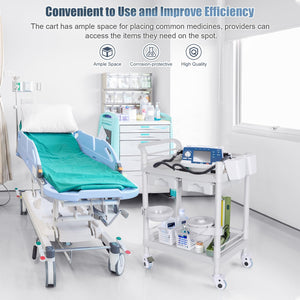 Medical Carts with Wheels 2 Tier Mobile Esthetician Cart 220 LBS Load Hospital Trolley Cart for Ultrasound Scanner Utility Cart with Bucket Sharp Box Storage Basket for Beauty Salon Dental Clinic Home