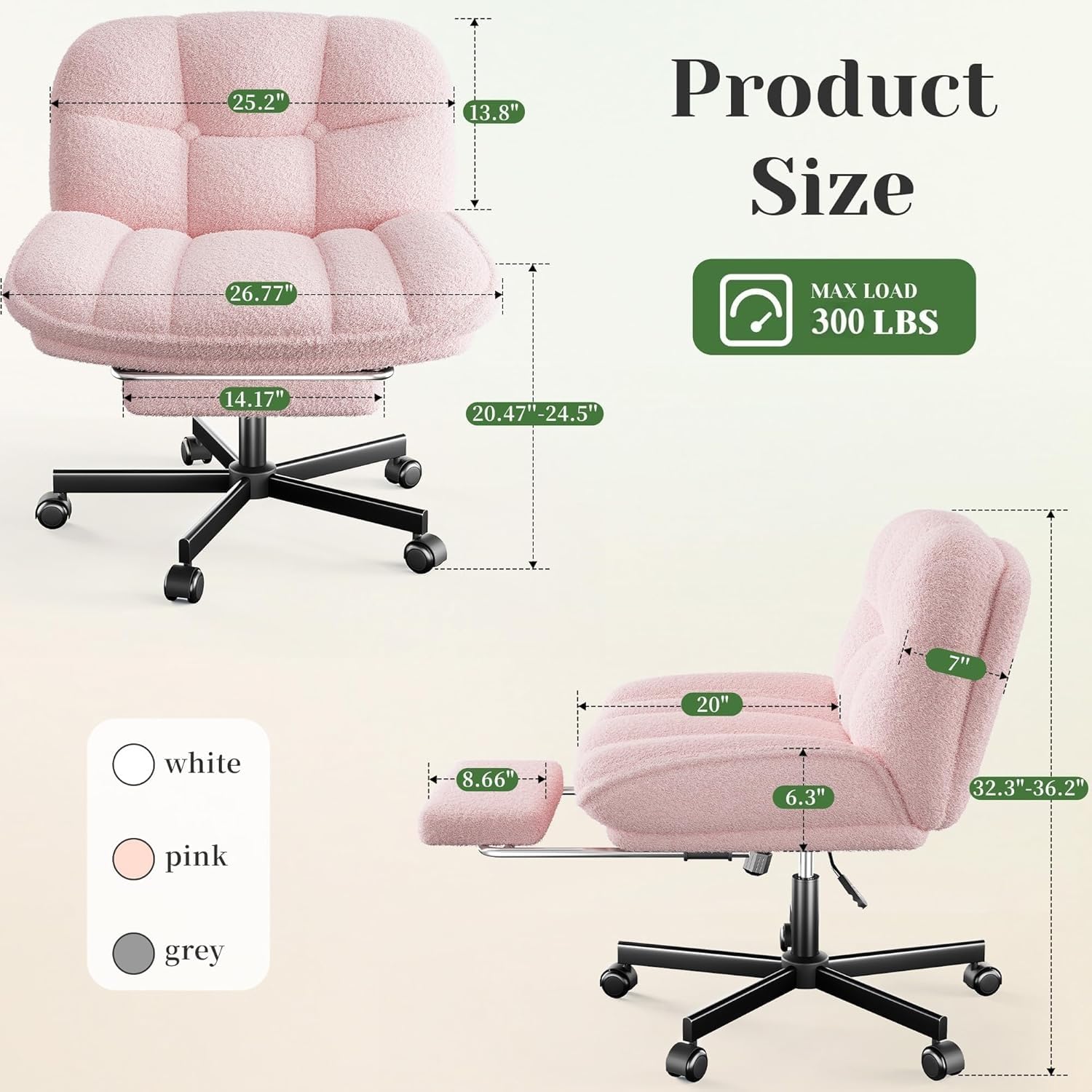 Criss Cross Office Chair with Footrest, 6.3