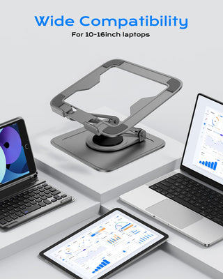 Adjustable Laptop Stand for Desk with 360 Base, Ergonomic Laptop Riser, Mount, Holder Notebook Computer Stand for MacBook Air Pro, HP, Dell, XPS, HP 16