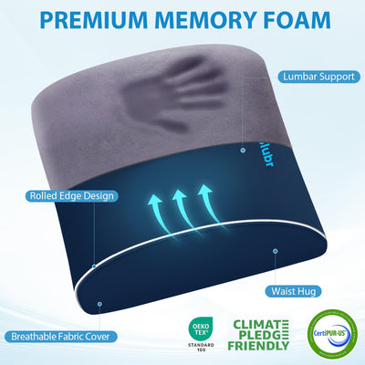 Lumbar Support Pillow for Office Chair, Car Seats and Home Desks, Ergonomic Back Support with Double Adjustable Straps, Machine Washable Cover, Blue