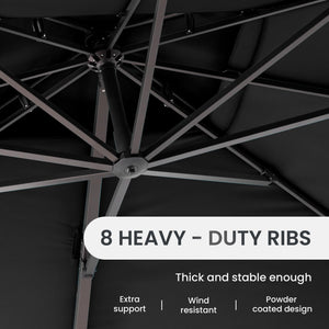 10 X 13 FT Patio Umbrella Heavy Duty Double Top Windproof Rectangle Cantilever Outdoor Umbrellas with 360-degree Rotation for Pool Deck Backyard, Black