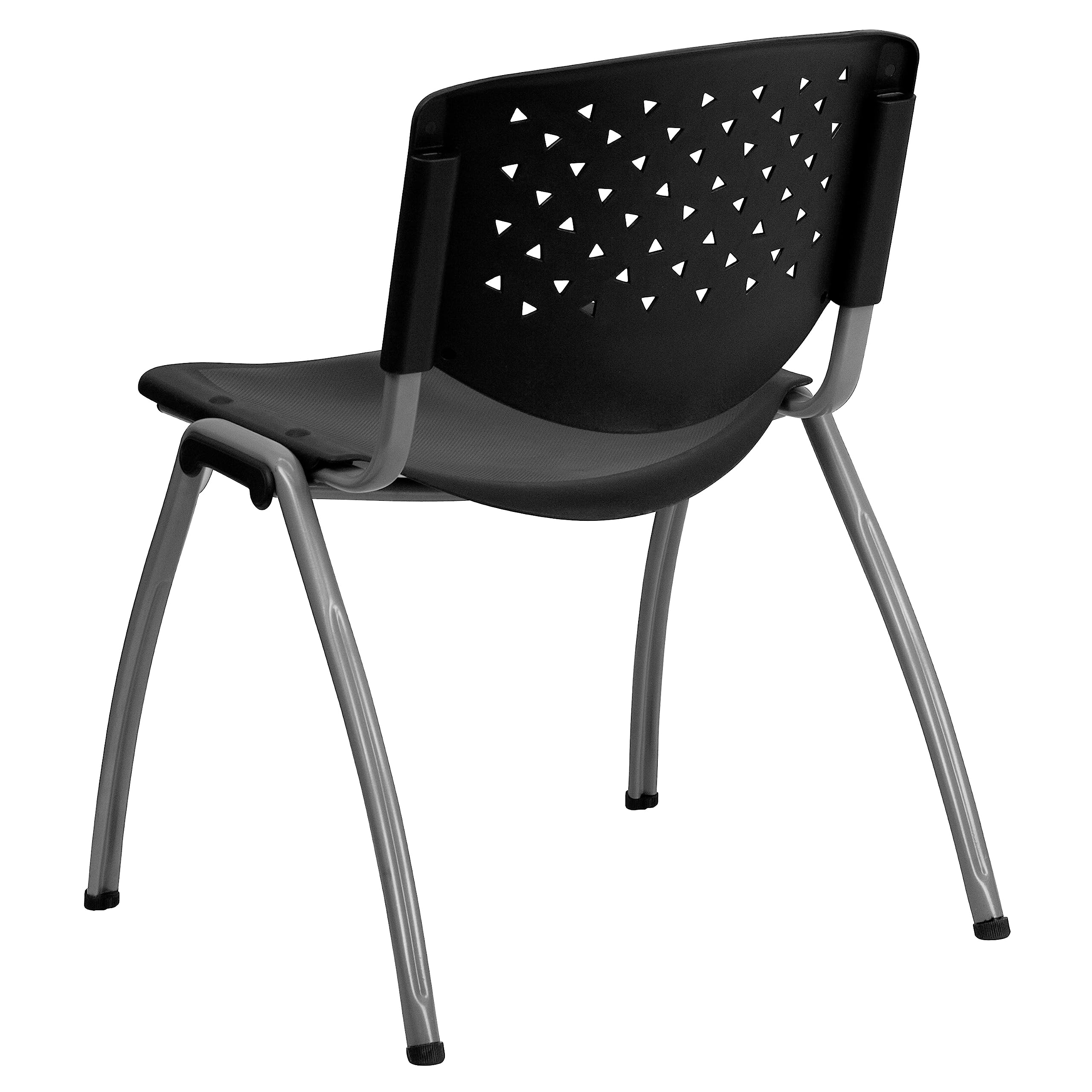 Hercules Series Plastic Contoured Lobby Chairs with Perforated Backs, Ergonomic Stacking Chairs for Offices, Set of 5, Gray