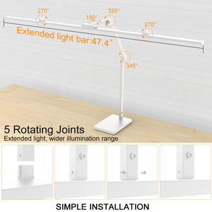 36 W 3000 LM Ultra Bright Architect Desk Lamp with Base, 47.4 Inch Wide Tall Overhead Desk Light for Home Office, Dimmable Table Light with Remote for Desktop Working,Drafting,Reading