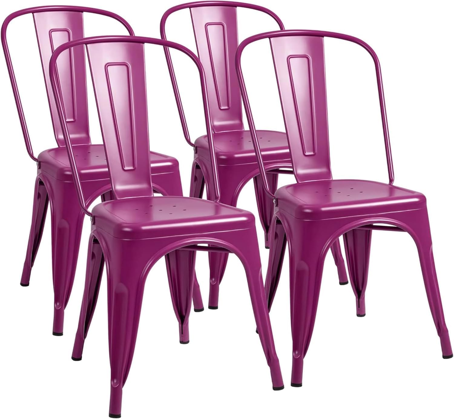 Metal Dining Chair Indoor Outdoor Use Stackable Classic Trattoria Chair Chic Dining Bistro Cafe Side Metal Chairs Set of 4